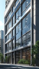 Office building exterior. This is AI generated, property release is not required.