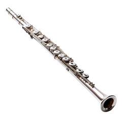 Fototapeta premium Silver flute on a white isolated background. transparent background