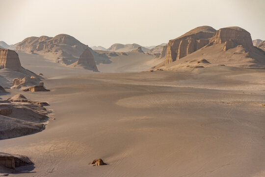 The Lut Desert or Dasht-e Lut. Located in Kerman and Sistan-Baluchestan provinces of Iran, the desert is included in the UNESCO World Heritage List and is the hottest place in the world