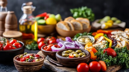 Middle Eastern Cuisine with Artistic Arrangement and Contrast