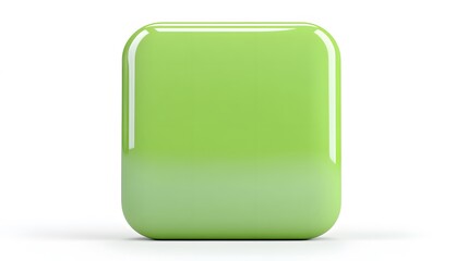 Blank Mobile application icon, button - green square with round corners. 3d rendering, white background