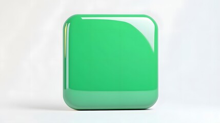Blank Mobile application icon, button - green square with round corners. 3d rendering, white background