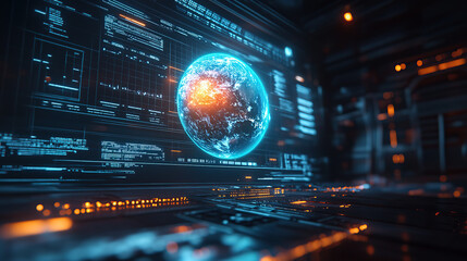 Fototapeta premium Virtual Earth: Unveiling Our World Through Holographic Technology