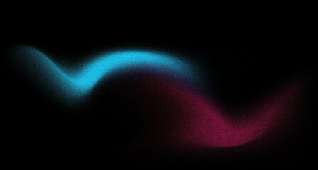 Dark pink blue dynamic wave on black background grainy gradient banner design abstract poster cover header