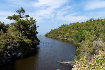 Obraz premium Mounte dam in Ikaria island near Raches village, Greece
