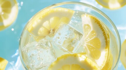Refreshing Lemonade with Ice and Lemon Slices