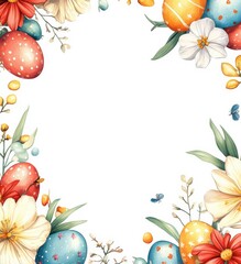 Fototapeta premium Beautiful floral and Easter egg border design perfect for spring celebrations and festivities