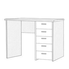 student's desk with drawers on white background