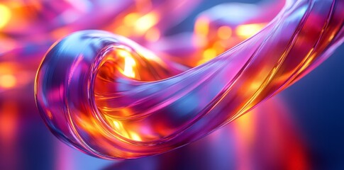 Fototapeta premium Abstract Swirling Form with Vibrant Pink and Orange Hues