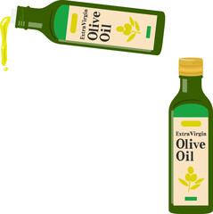 傾けたボトルから流れ出るオリーブオイル