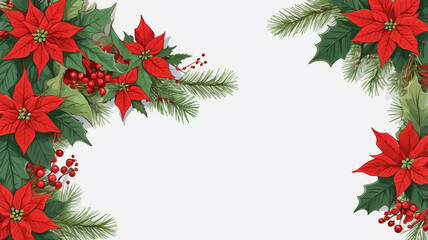 Colorful Christmas Border with Red and Green Elements