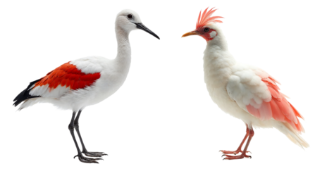 Two White big Birds Facing Each Other on a White Background
