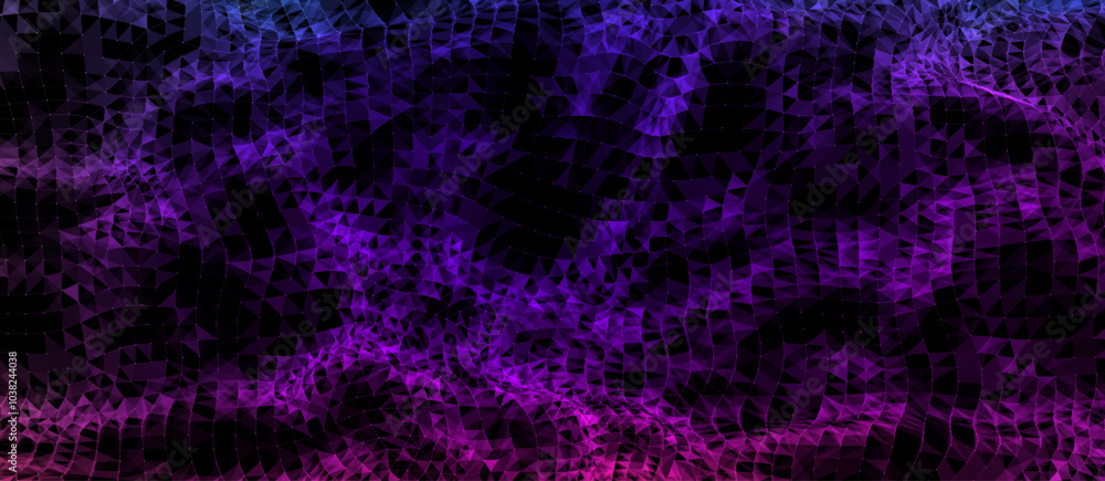 Poster vector digital technology wave with top view. dark cyberspace with colors motion dots and lines. fut