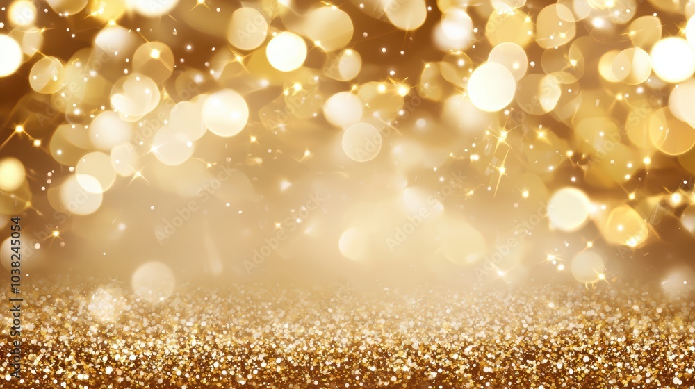 Poster a shimmering gold background with glowing bokeh effects, creating a festive and luxurious ambiance.