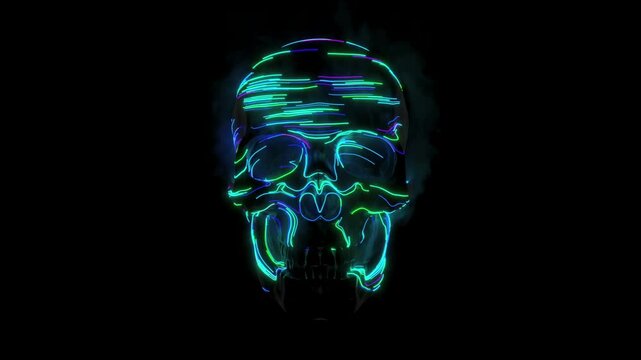 3D animation of skull, vj loop for Halloween