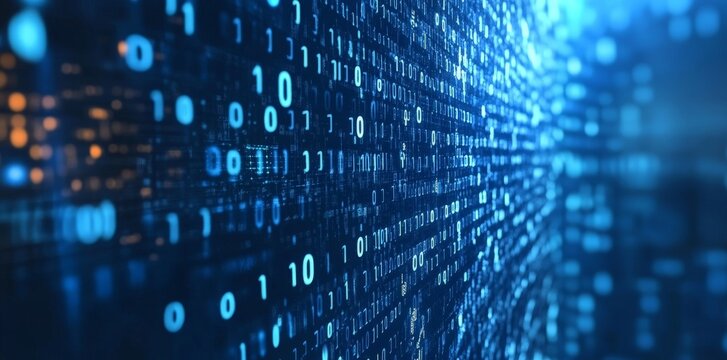 Abstract Binary Code Pattern in Blue Hues