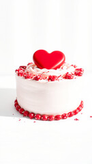 Naklejka premium white cake with red heart sprinkles