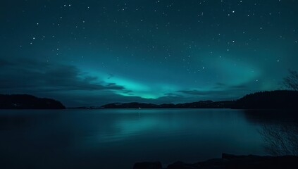 Fototapeta premium Northern Lights over a Calm Lake