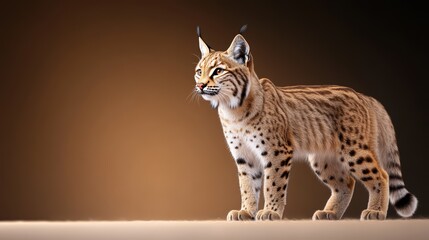 Fototapeta premium Lynx standing gracefully against a soft gradient background.