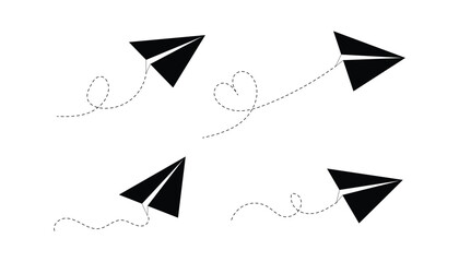 Paper planes collection. Paper plane icon, business or travel design element. Paper aeroplan