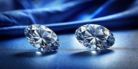 Two Brilliant Diamonds Gleaming on a Velvet Surface, Capturing the Light and Reflecting a Thousand Colors