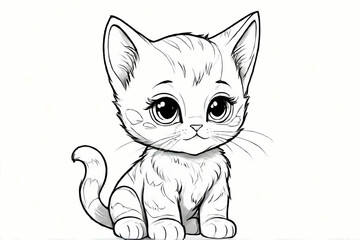 Obraz premium Cute Young Cat Coloring Book Page