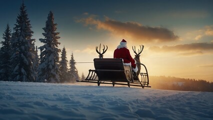 Reindeer guide Santa through the snowy landscape with pride