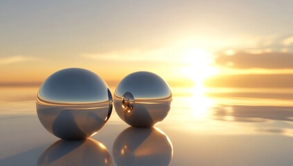 Reflective Spheres at Sunset
