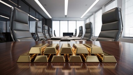 Gold Bars Displayed in Modern Financial Office