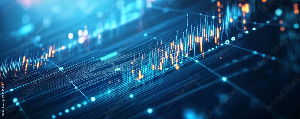 Poster abstract digital network with data visualization