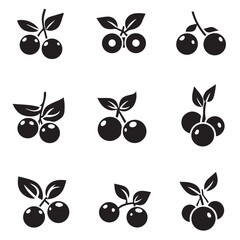 Blueberries In cartoon, hand-drawn flat style. image for social media, websites and UI. Isolated 2D vector design in logo, icon, sketch style, simple line vector, single color. AI Generative Art.