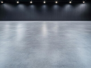 Modern industrial space with polished concrete floor and dramatic lighting in a blank area