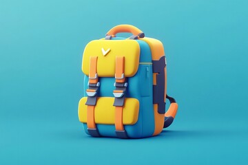 Fototapeta premium 3D Adventure Backpack: Outdoor Travel Gear Game Wallpaper Background