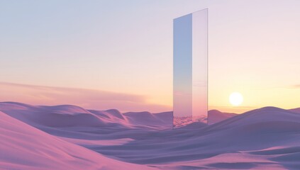 Sunset in a surreal desert landscape