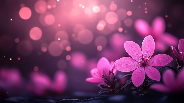 Pink flowers with blurred background and bokeh effect, soft and dreamy atmosphere. - Powered by Adobe