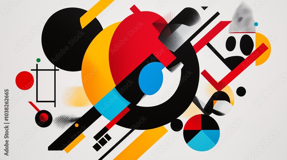 Poster a minimalist design with a single bold color and geometric shapes