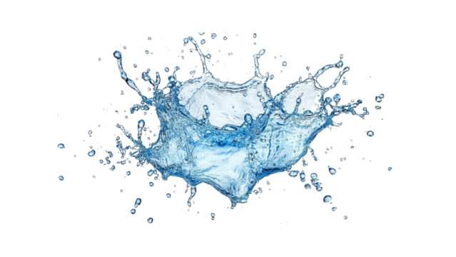 Blue water splash on the transparent