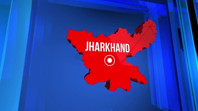 Jharkhand map design with red and blue background animation