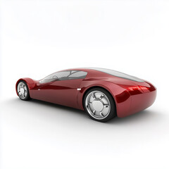 Glossy Red Concept Car with Smooth Design. Electric car of the future on a white background