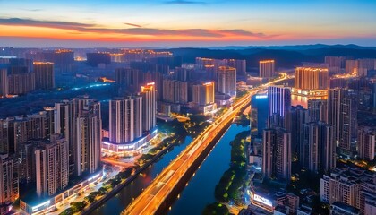 Charming Jiangmen Wanda night view, captivating urban scenery