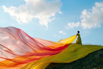 Panoramic landscape of vibrant fashion inspired by groundbreaking science discoveries