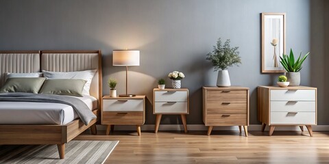 Bedside Furniture Collection - Modern and Stylish Designs for Mobile Concept and Web Design Displaying Linear and Filled Style Elements for Interior Decor Projects