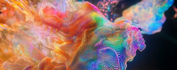 Abstract colorful swirls of light and color, resembling smoke or clouds.