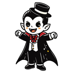Happy Halloween Day cute dracula spooky ghost, festival illustration elements for decoration, prints. Cartoon scary evil character