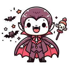 Happy Halloween Day cute dracula spooky ghost, festival illustration elements for decoration, prints. Cartoon scary evil character