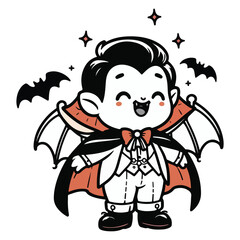 Happy Halloween Day cute dracula spooky ghost, festival illustration elements for decoration, prints. Cartoon scary evil character