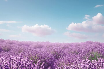 Obraz premium Lavender Fields in Full Bloom Under Blue Sky