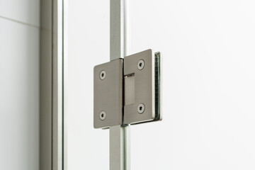Close-Up of Modern Glass Door Hinge