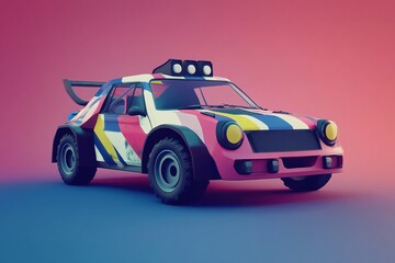 Fototapeta premium 3D Rally Car: Off Road Speed Machine Game Wallpaper Background