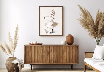Boho Minimalist Decor with Swan Wall Art: Elegant and Simple Home Design